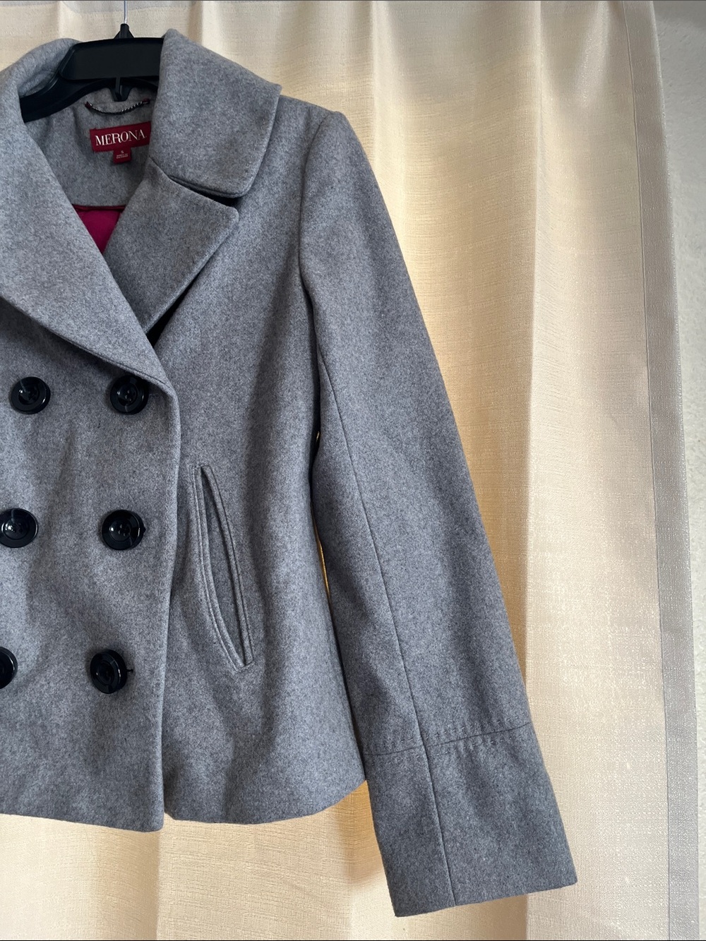 Women’s Merona Charcoal Gray Double-Breasted Pea Coat - Picture 5 of 10